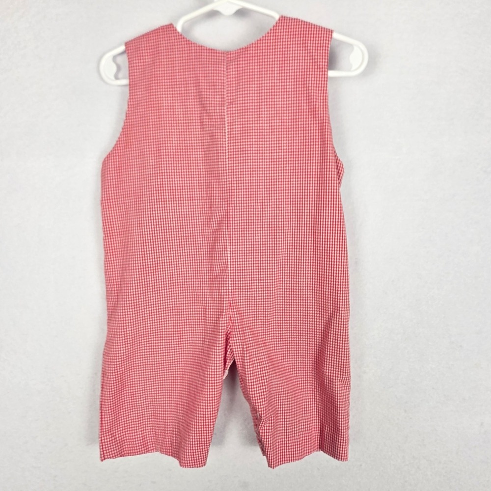 Southern Sunshine Boy Smocked Jumper One‎ Piece Romper Christmas Gingham 6M Red - Picture 9 of 11